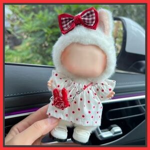 Labubu Adorable White and Red Polka Dot Dress with Hairbow and Purse